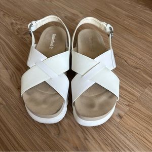 Timberland Santa Monica Sunrise Platform Sandals Criss-Cross White Leather 9.5
